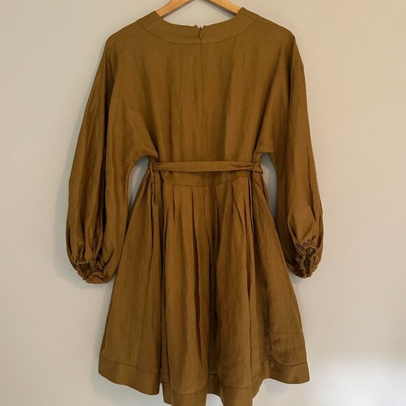 Banana Republic Balloon Sleeve Mini A-Line Dress Swing Boho 100% Linen -  NWT - 6 - mordernwear.com